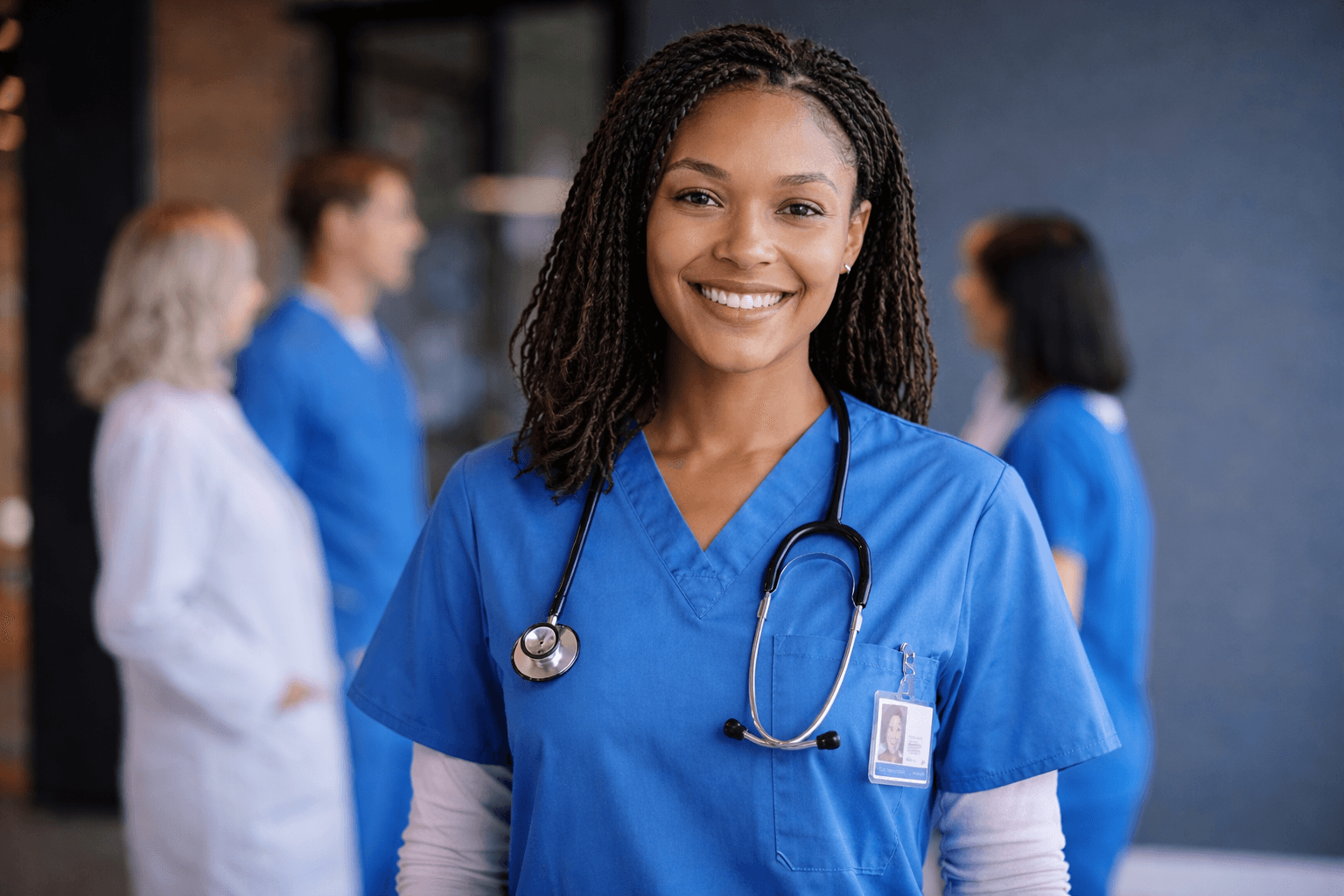 Travel nurse caring for a patient